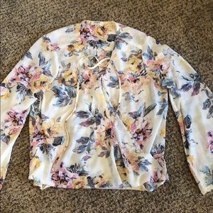 Floral bell sleeve top